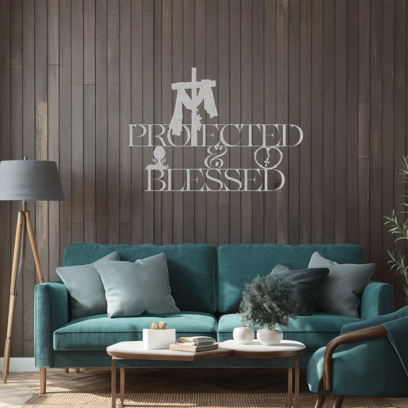 Protected and Blessed Metal Wall Decor - SacredSteelForge