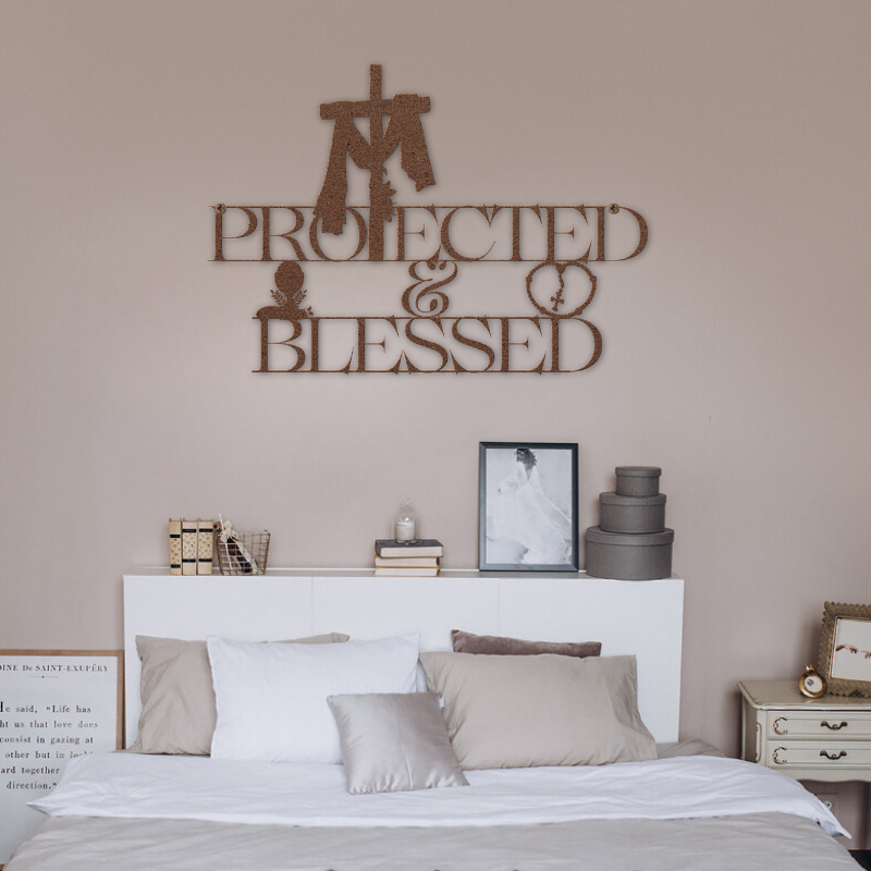 Protected and Blessed Metal Wall Decor - SacredSteelForge