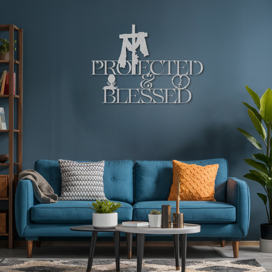 Protected and Blessed Metal Wall Decor - SacredSteelForge