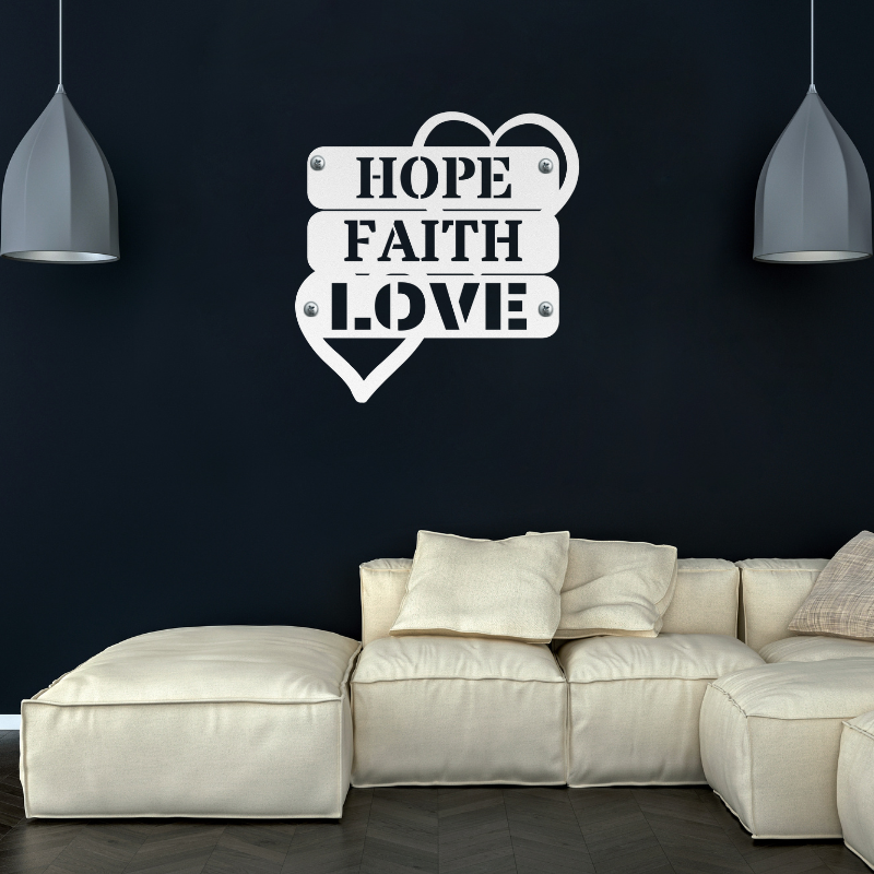 Hope Faith, Love Metal Wall Art Decor - SacredSteelForge