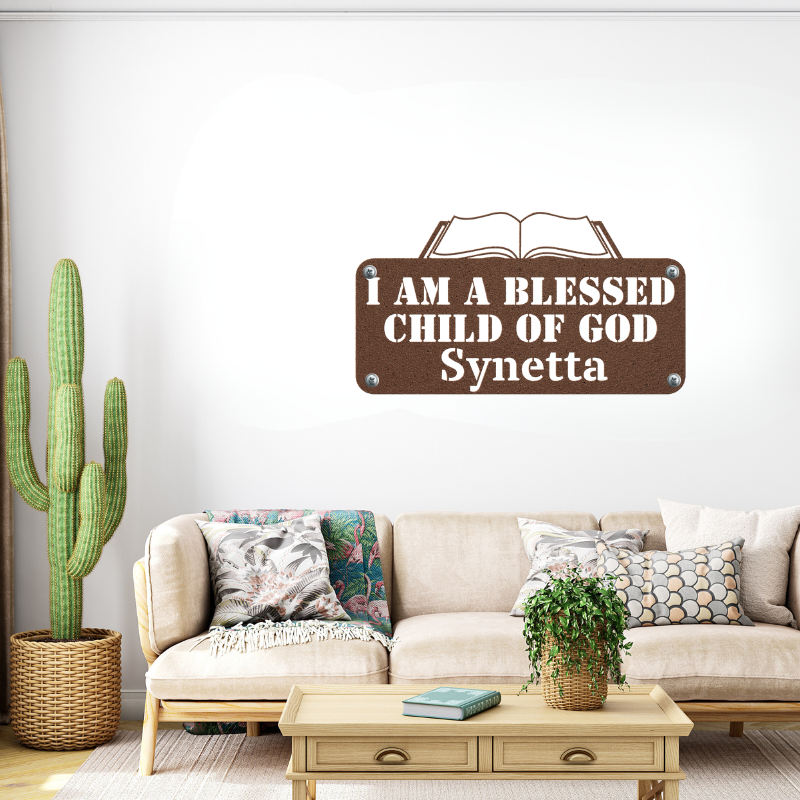 Personalized I AM A Blessed Child Of God Metal Wall Art - SacredSteelForge