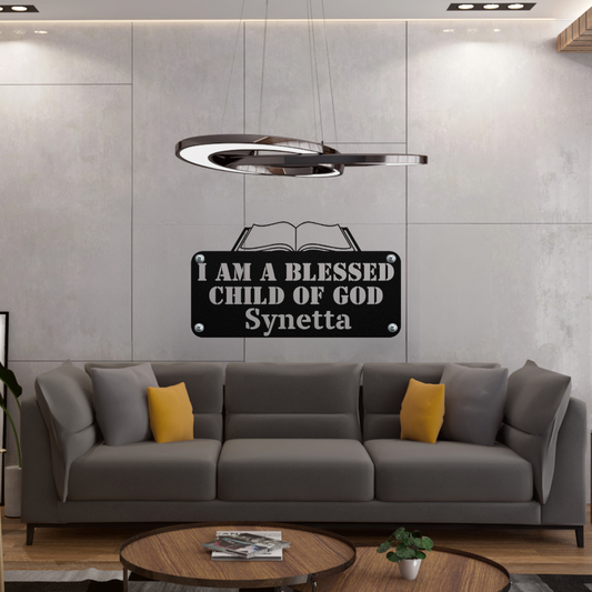 Personalized I AM A Blessed Child Of God Metal Wall Art - SacredSteelForge