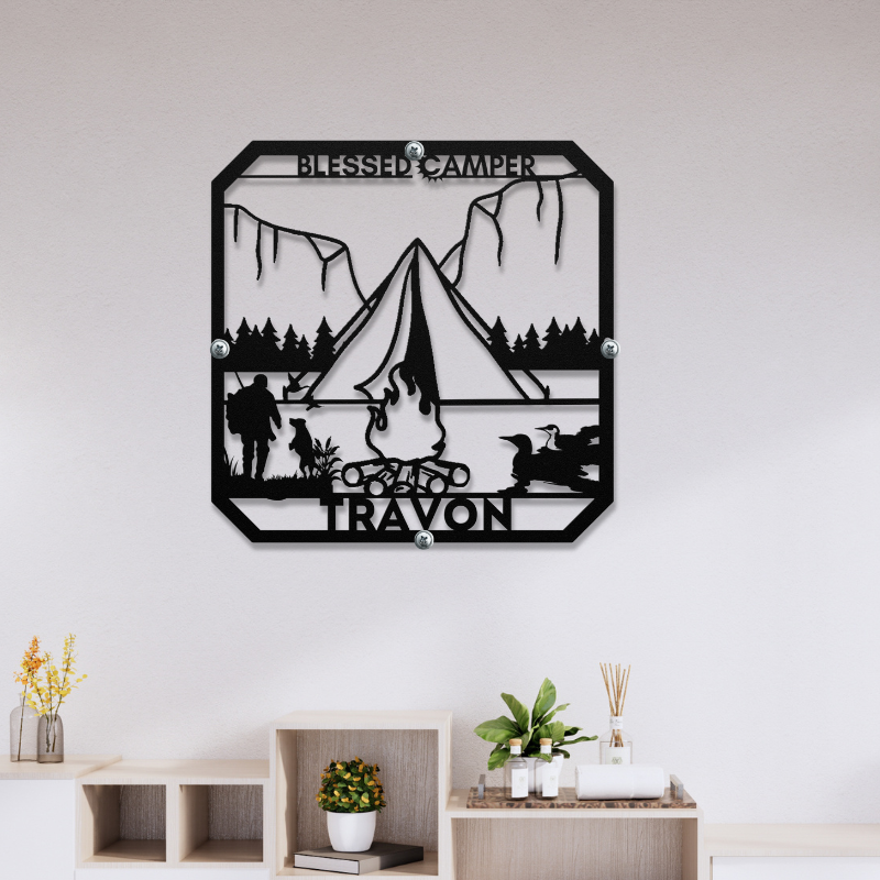 Personalized Blessed Camper Metal Wall Art - SacredSteelForge