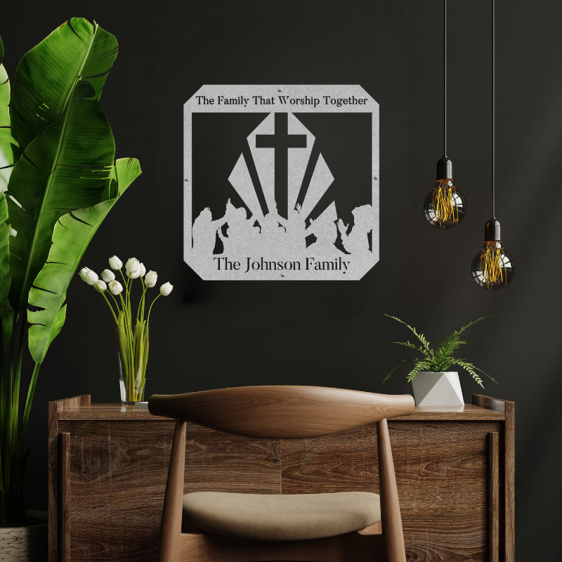 Personalized Worshiping Family Metal Wall Art Decor - SacredSteelForge