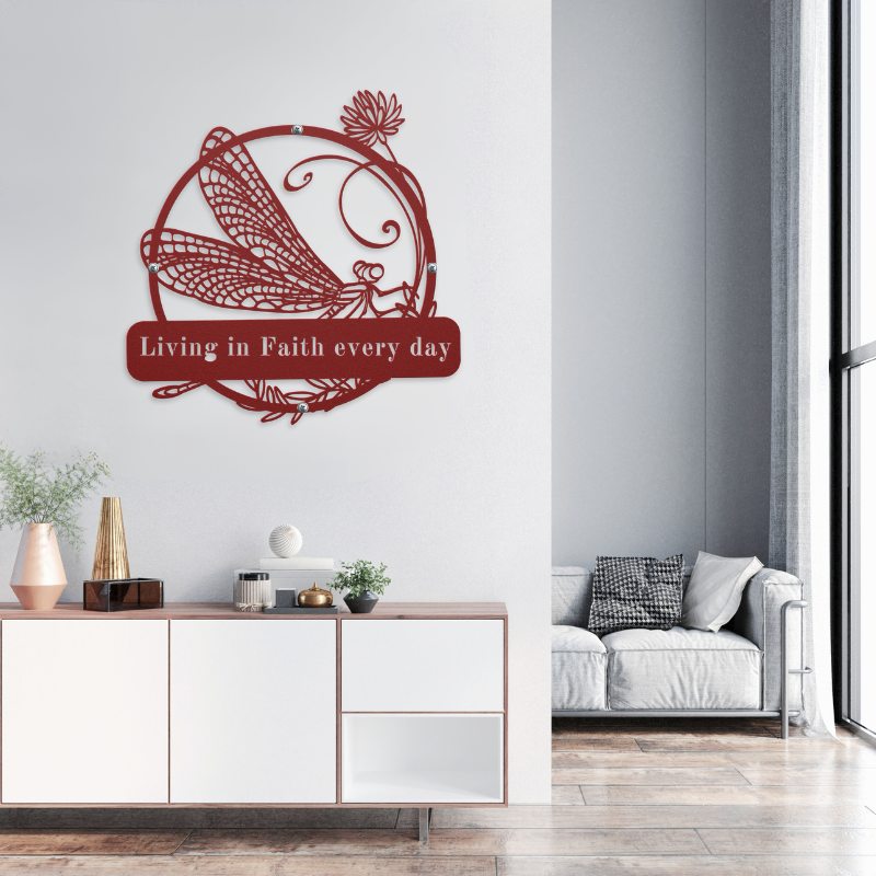 Living In Faith Every Day Metal Wall Art Decor - SacredSteelForge