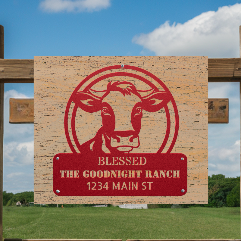 Personalized Blessed Cow Ranch Metal Wall Art Decor - SacredSteelForge