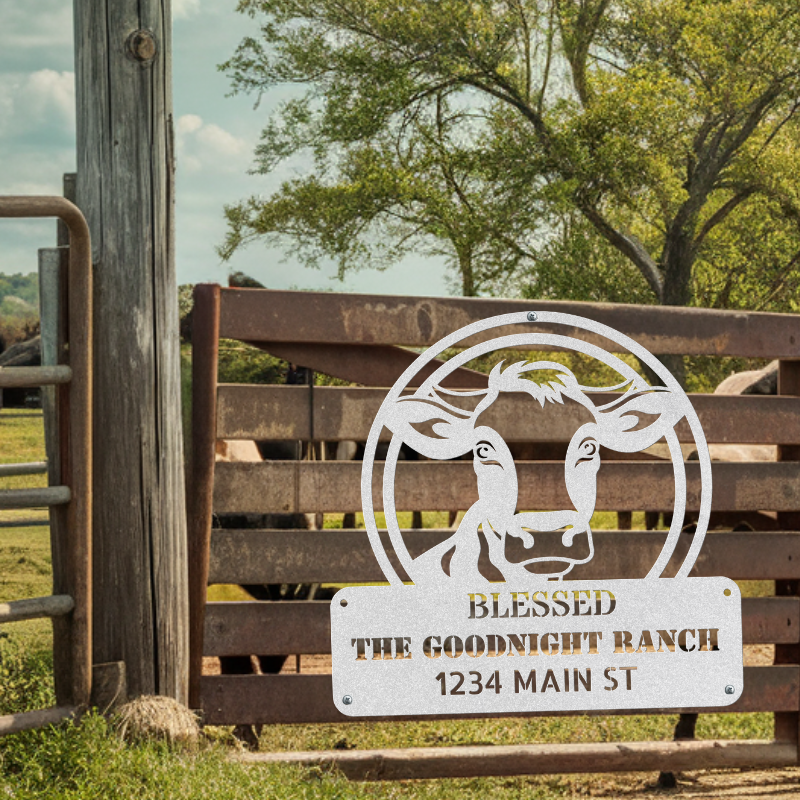 Personalized Blessed Cow Ranch Metal Wall Art Decor - SacredSteelForge