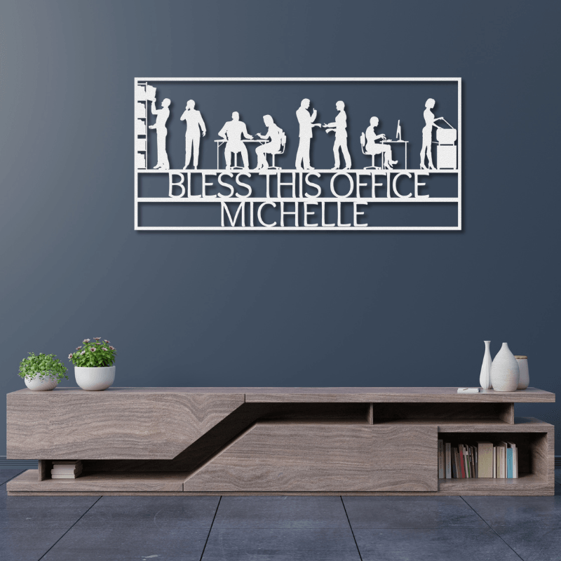 Personalized Bless This Office Metal Wall Art - SacredSteelForge