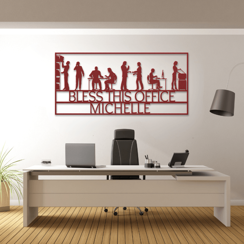 Personalized Bless This Office Metal Wall Art - SacredSteelForge