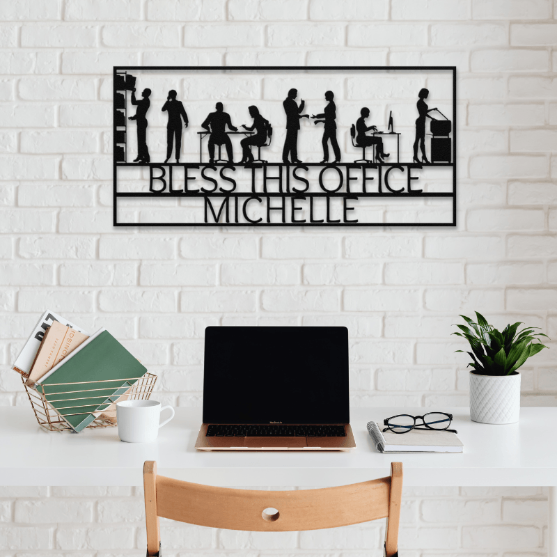 Personalized Bless This Office Metal Wall Art - SacredSteelForge