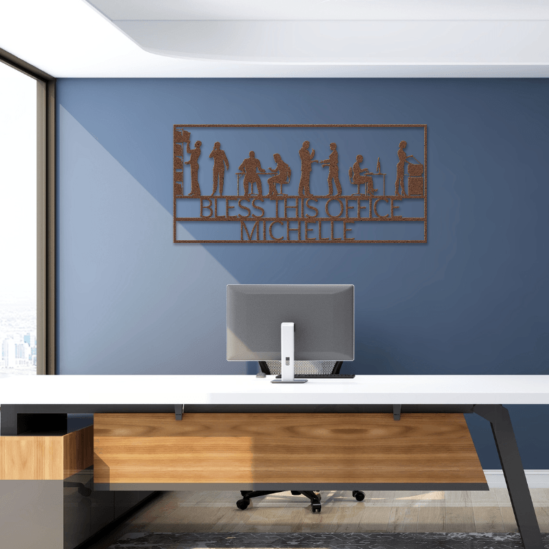 Personalized Bless This Office Metal Wall Art - SacredSteelForge