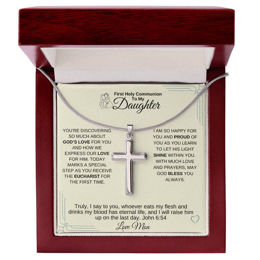 Personalized God's Love Holy Communion Cross : A Special Gift from Mother to Daughter - SacredSteelForge