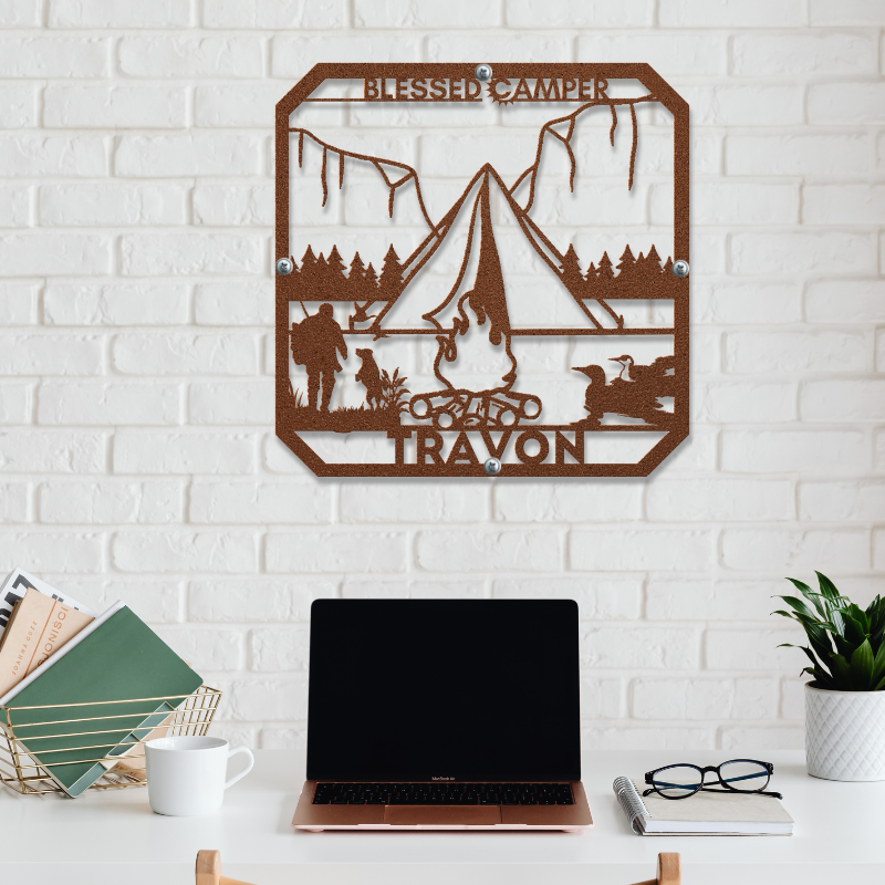 Personalized Blessed Camper Metal Wall Art - SacredSteelForge